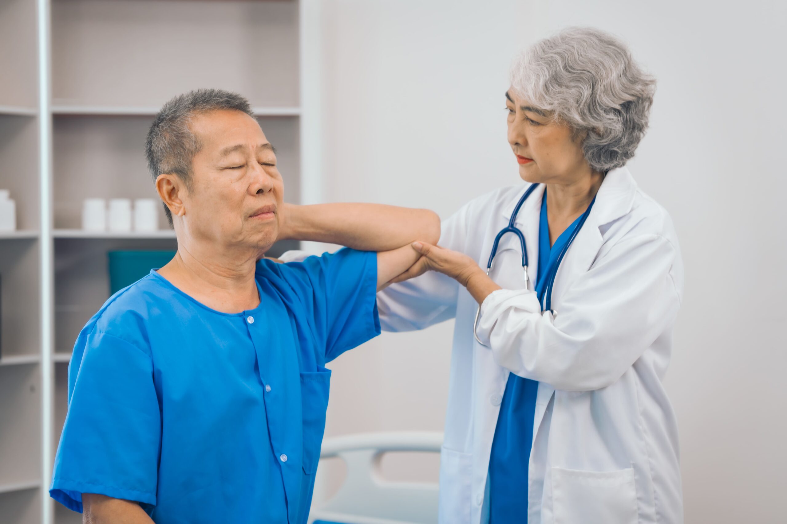 Image asian people mature woman doctor giving male elder 2025 03 08 12 22 55 utc